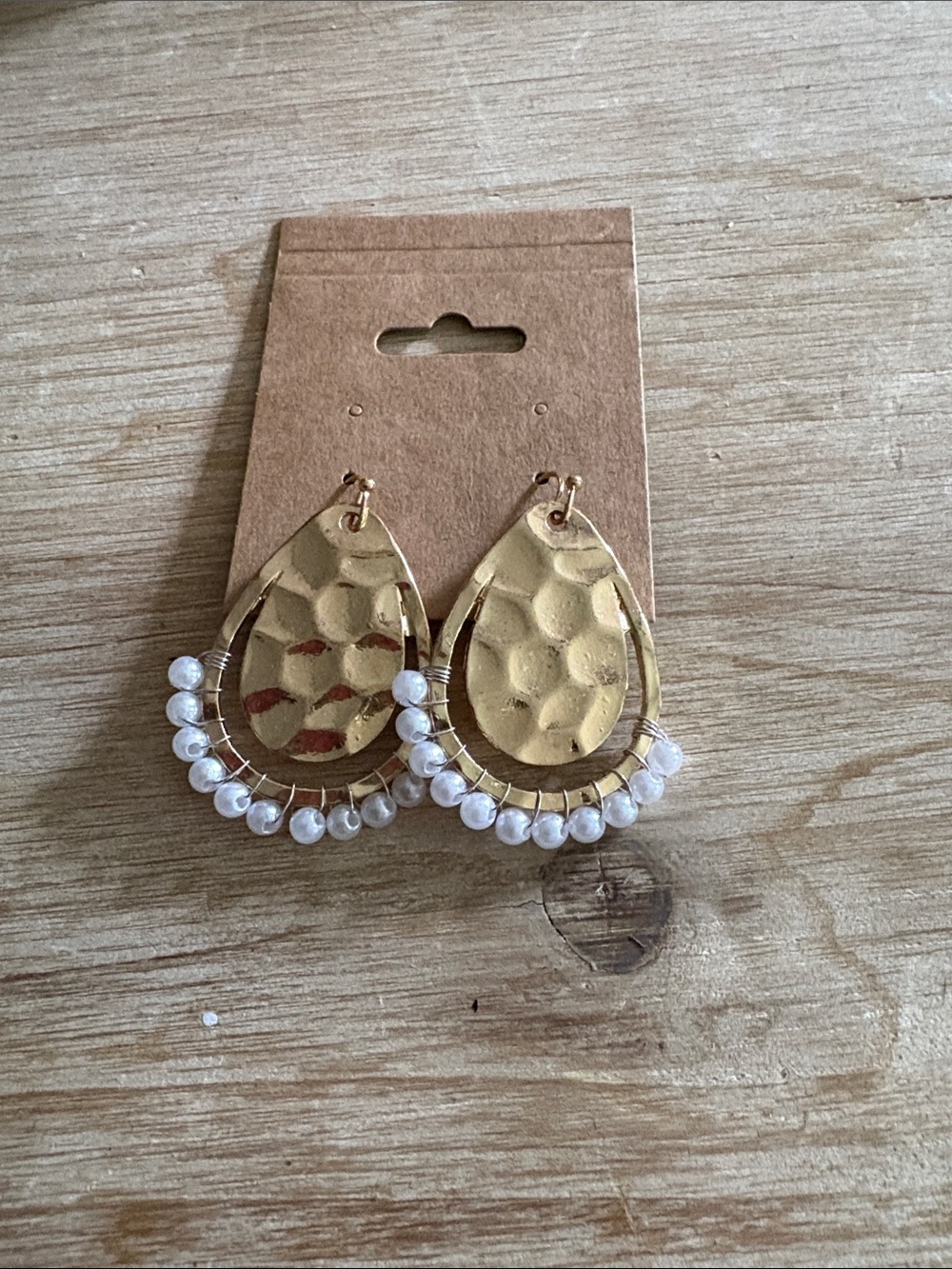 Gold Teardrop Pearl-Trim Earrings - Women Jewelry